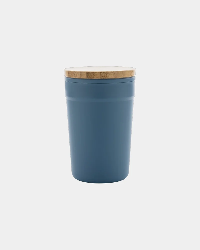 Mug 300ml PP recyclé GRS avec couvercle en bambou à personnaliser
