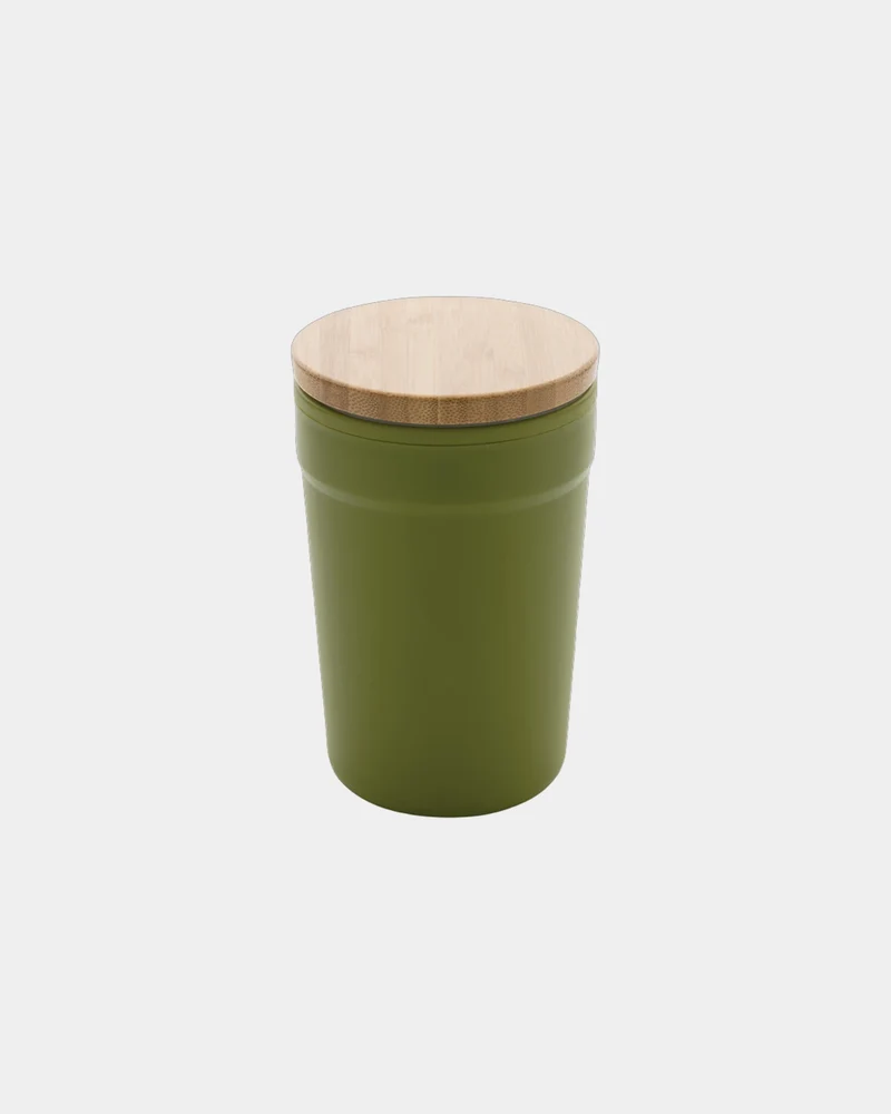 Mug 300ml PP recyclé GRS avec couvercle en bambou à personnaliser