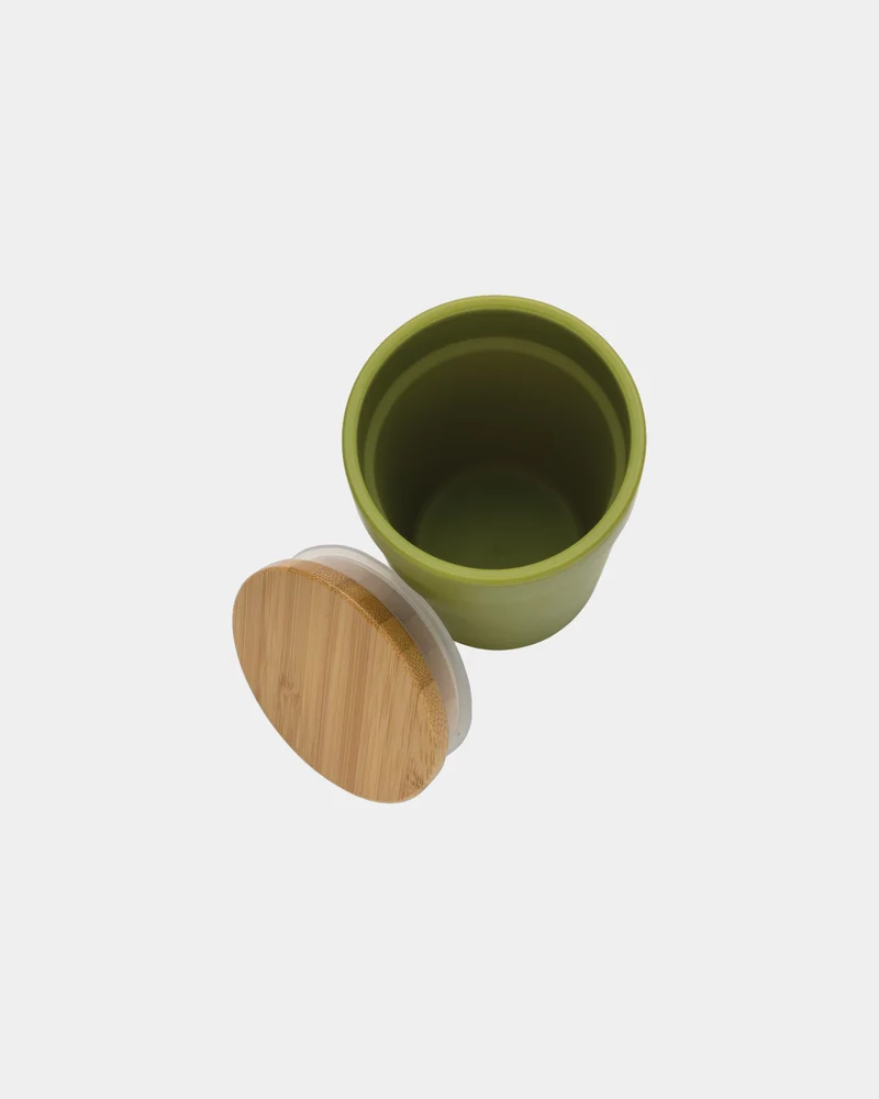 Mug 300ml PP recyclé GRS avec couvercle en bambou à personnaliser