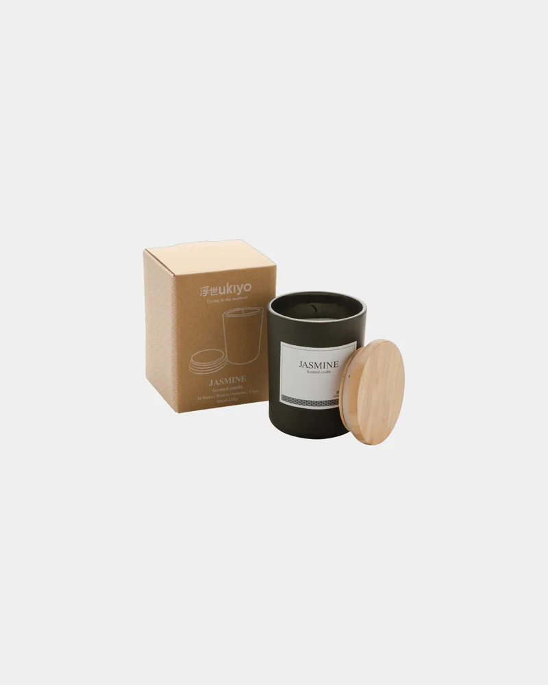Bougie parfumée avec couvercle en bambou Ukiyo à personnaliser