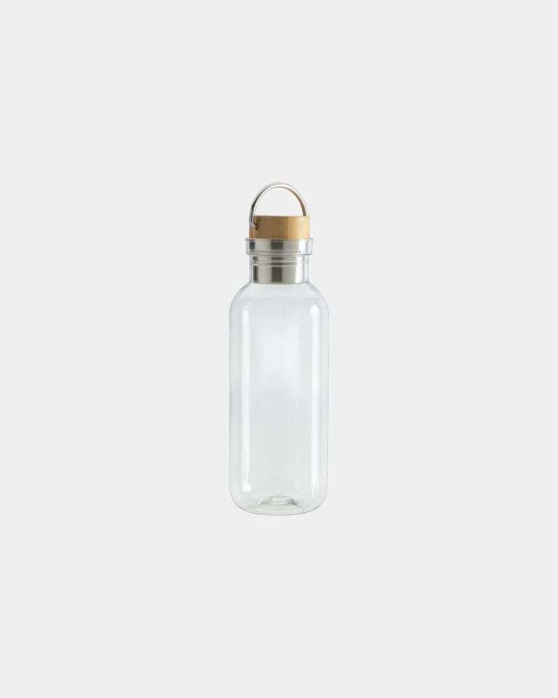 Bouteille rPET 680ml avec couvercle en bambou à personnaliser