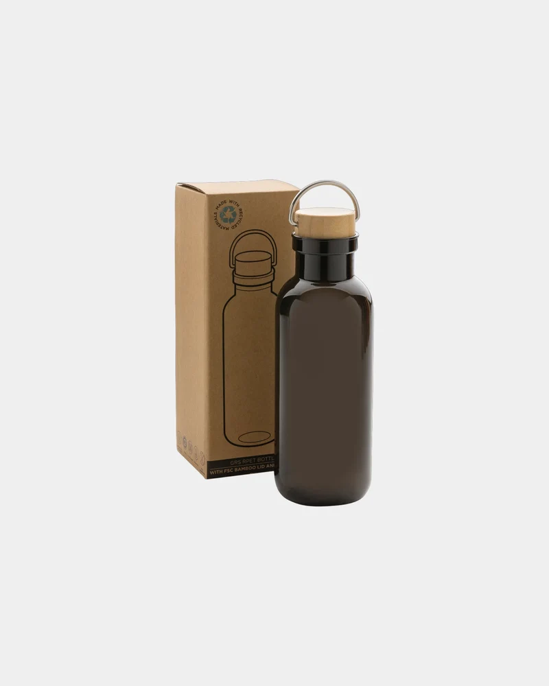 Bouteille rPET 680ml avec couvercle en bambou à personnaliser