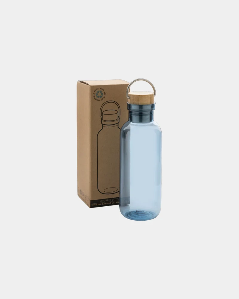 Bouteille rPET 680ml avec couvercle en bambou à personnaliser