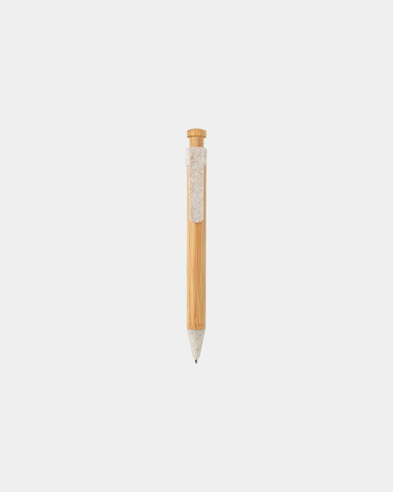 Stylo en bambou avec clip en fibre de paille à personnaliser