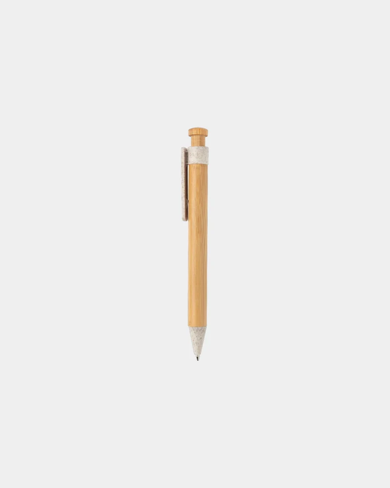 Stylo en bambou avec clip en fibre de paille à personnaliser