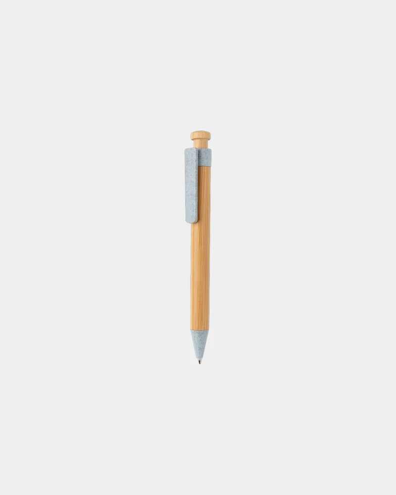 Stylo en bambou avec clip en fibre de paille à personnaliser