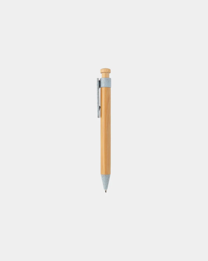 Stylo en bambou avec clip en fibre de paille à personnaliser