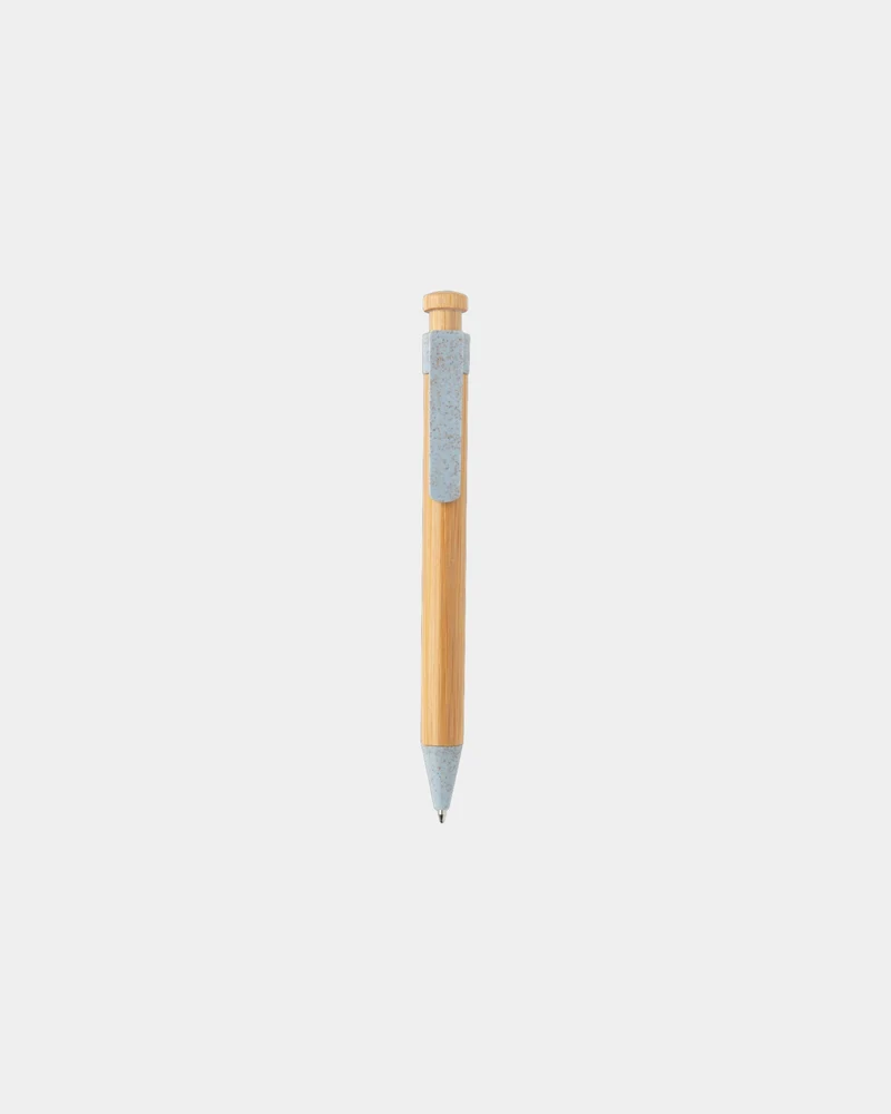 Stylo en bambou avec clip en fibre de paille à personnaliser