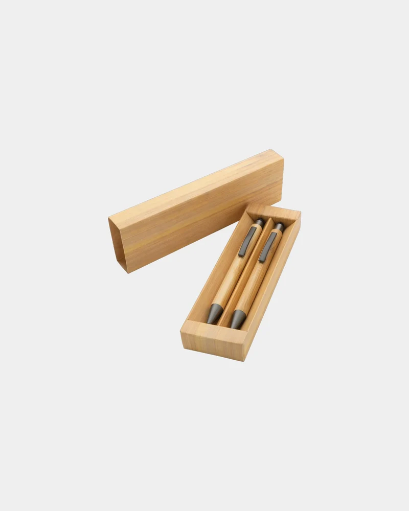 Set de stylos en bambou FSC® à personnaliser