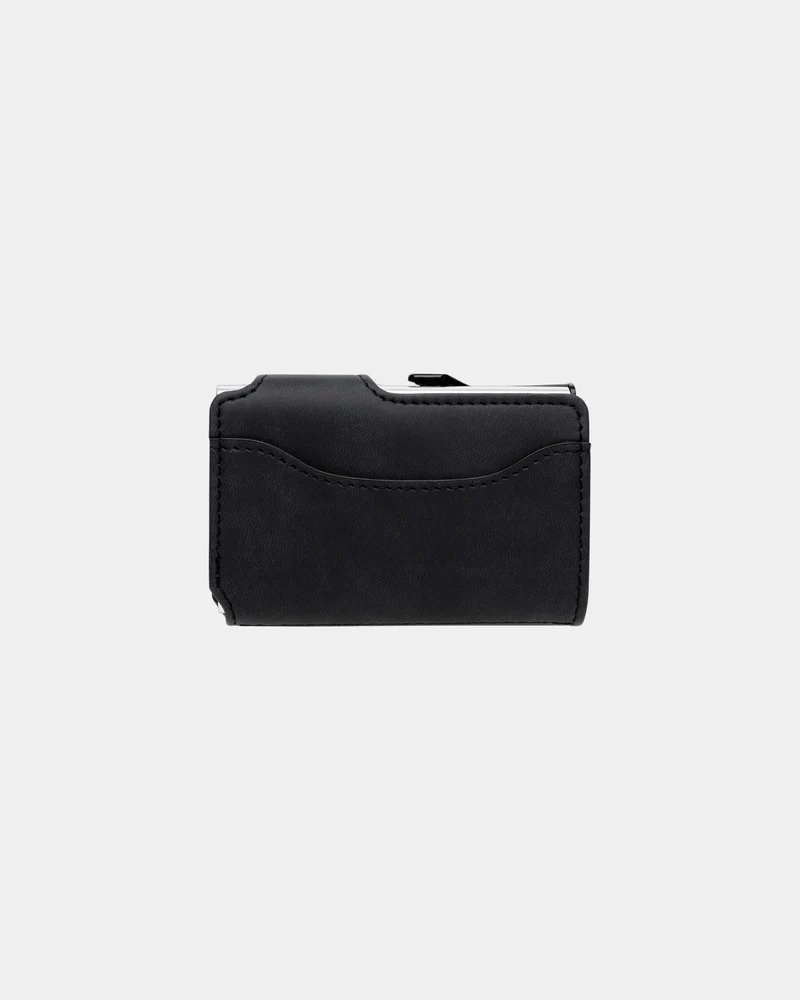 Porte-cartes aluminium PU noir à personnaliser