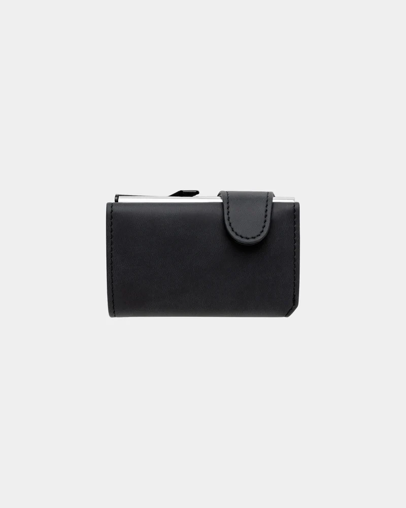 Porte-cartes aluminium PU noir à personnaliser