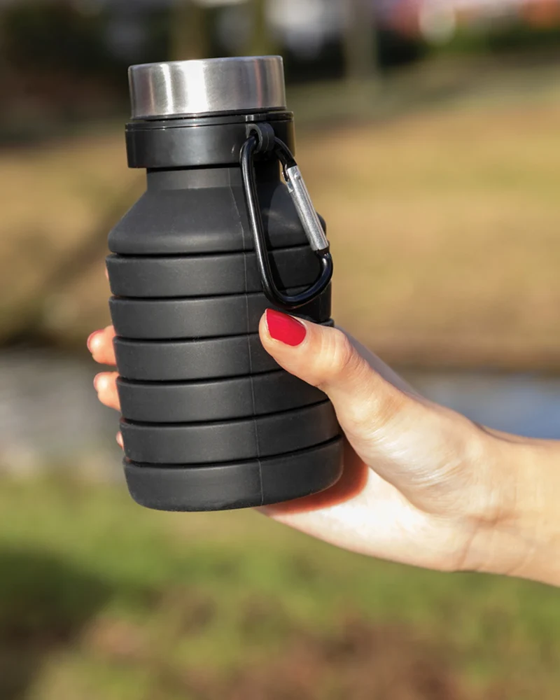 Bouteille silicone pliable étanche 550ml à personnaliser