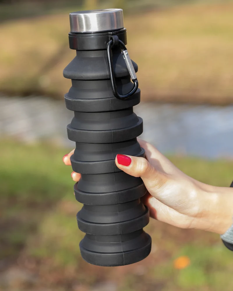 Bouteille silicone pliable étanche 550ml à personnaliser