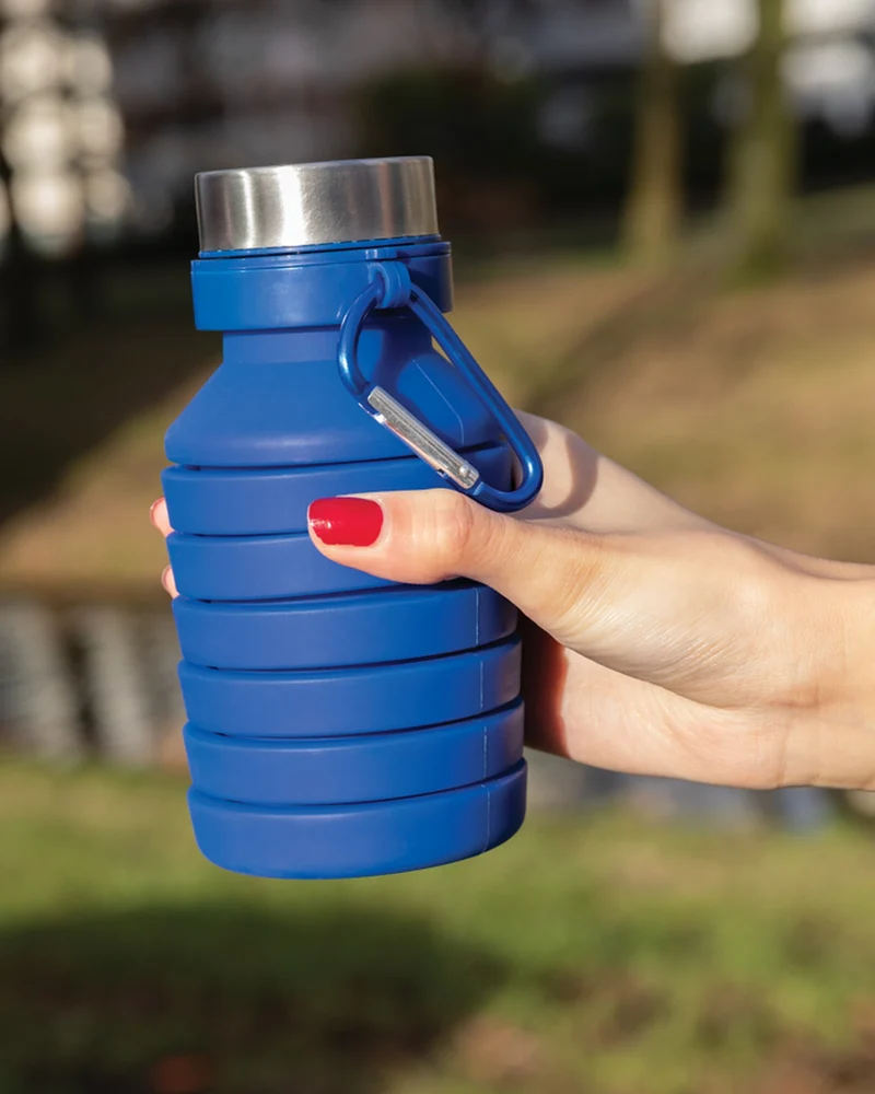 Bouteille silicone pliable étanche 550ml à personnaliser