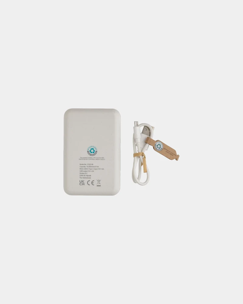Batterie de secours 10.000 mAh en plastique recyclé à personnaliser