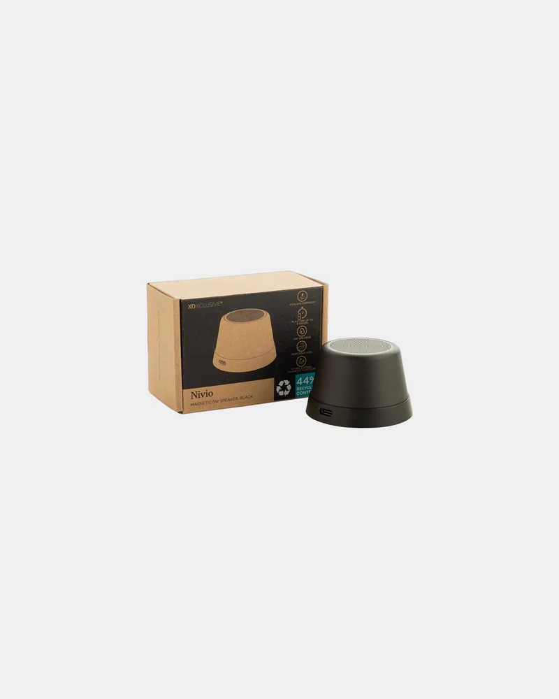 Haut-parleur magnétique aluminium recyclé 5W à personnaliser