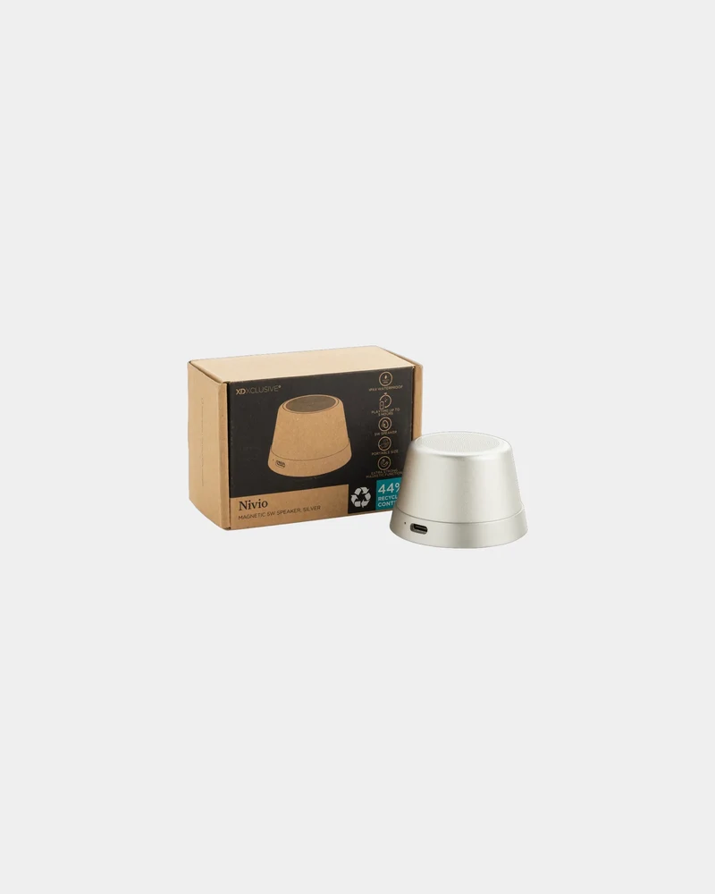Haut-parleur magnétique aluminium recyclé 5W à personnaliser