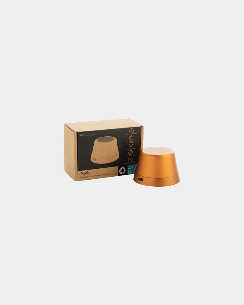 Haut-parleur magnétique aluminium recyclé 5W à personnaliser
