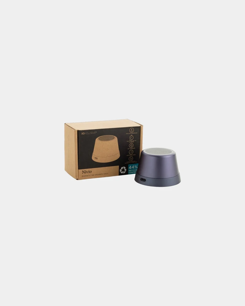 Haut-parleur magnétique aluminium recyclé 5W à personnaliser