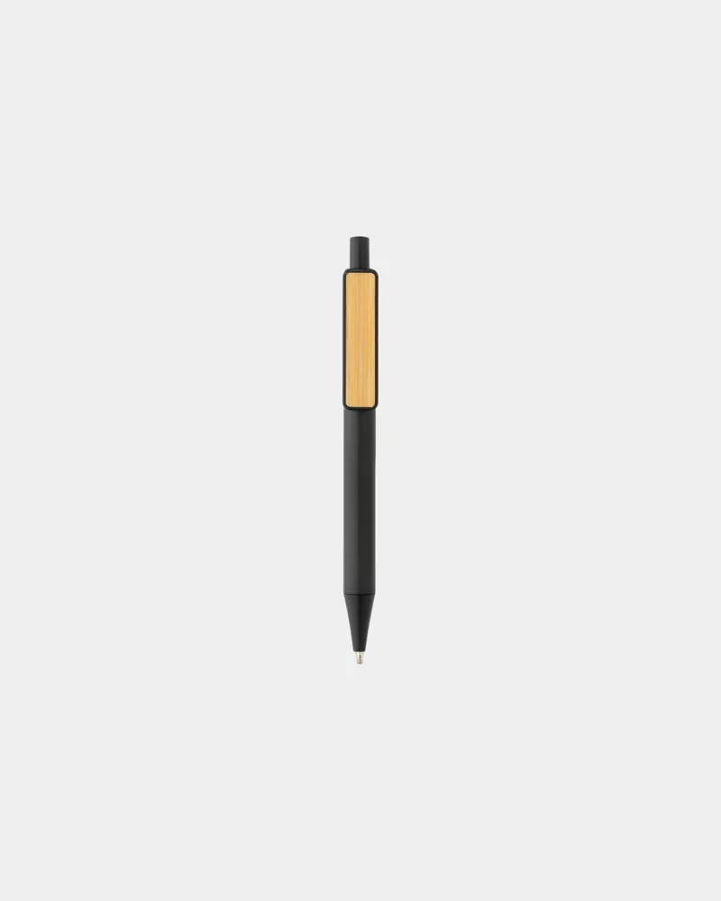 Stylo en ABS recyclé GRS avec clip en bambou à personnaliser