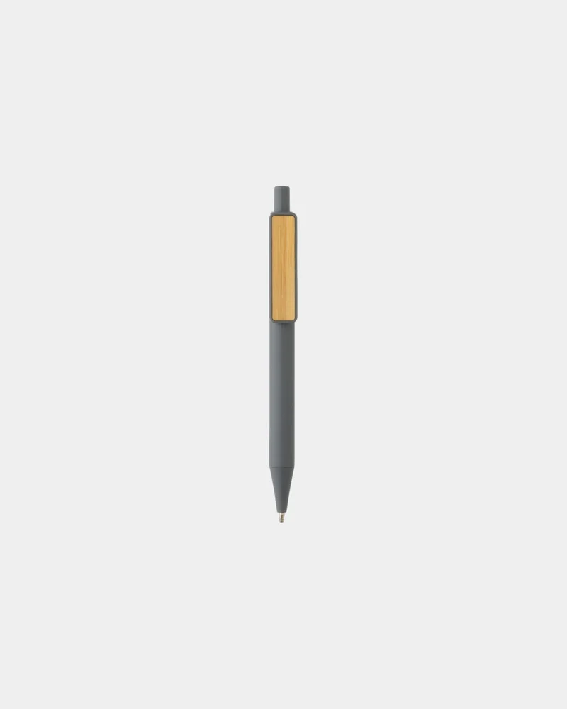 Stylo en ABS recyclé GRS avec clip en bambou à personnaliser