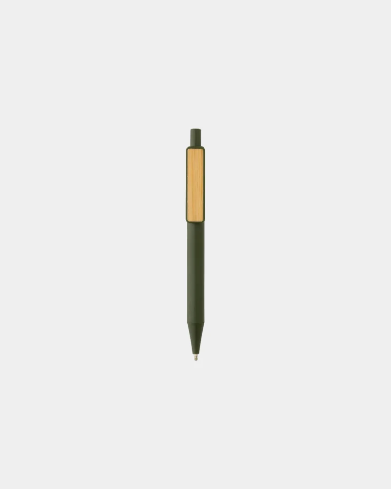 Stylo en ABS recyclé GRS avec clip en bambou à personnaliser