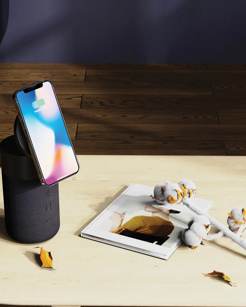 Enceinte 10W avec chargeur en rPET Urban Vitamin Anaheim à personnaliser