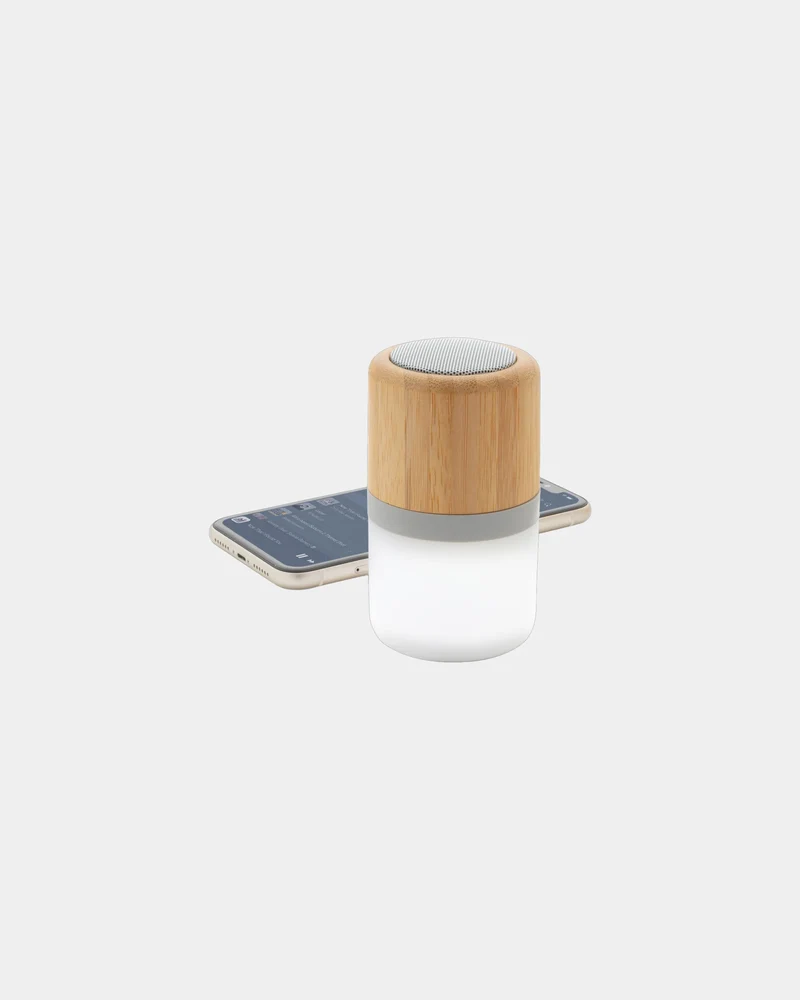 Enceinte 3W en bambou avec lumière d'ambiance