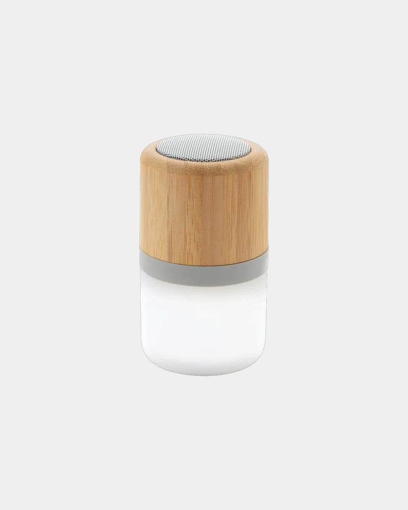 Enceinte 3W en bambou avec lumière d'ambiance