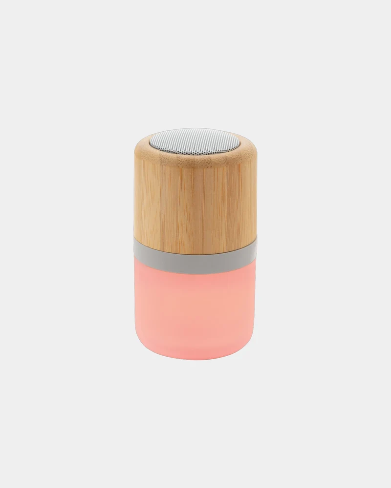 Enceinte 3W en bambou avec lumière d'ambiance