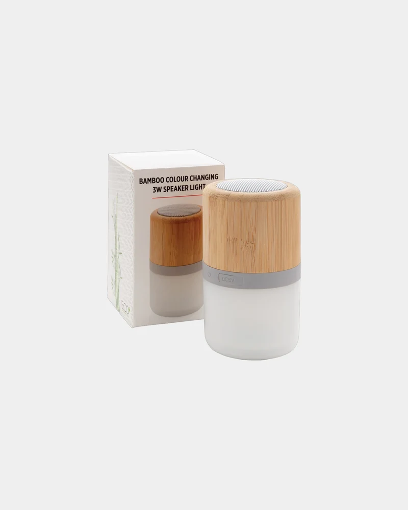 Enceinte 3W en bambou avec lumière d'ambiance