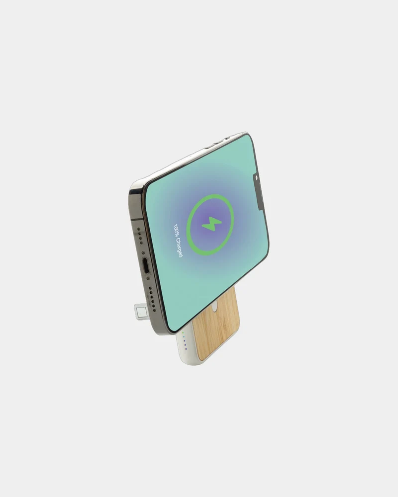 Powerbank 5000mAh bambou et ABS recyclé à personnaliser