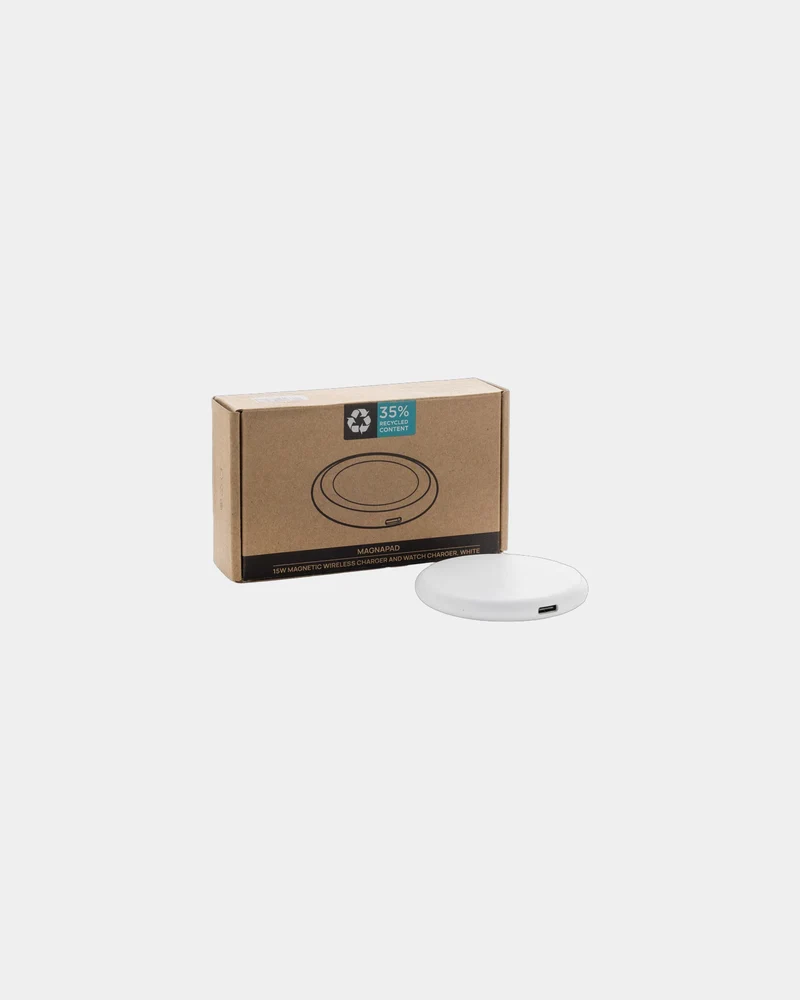 Chargeur magnétique sans fil ABS recyclé 15 W à personnaliser
