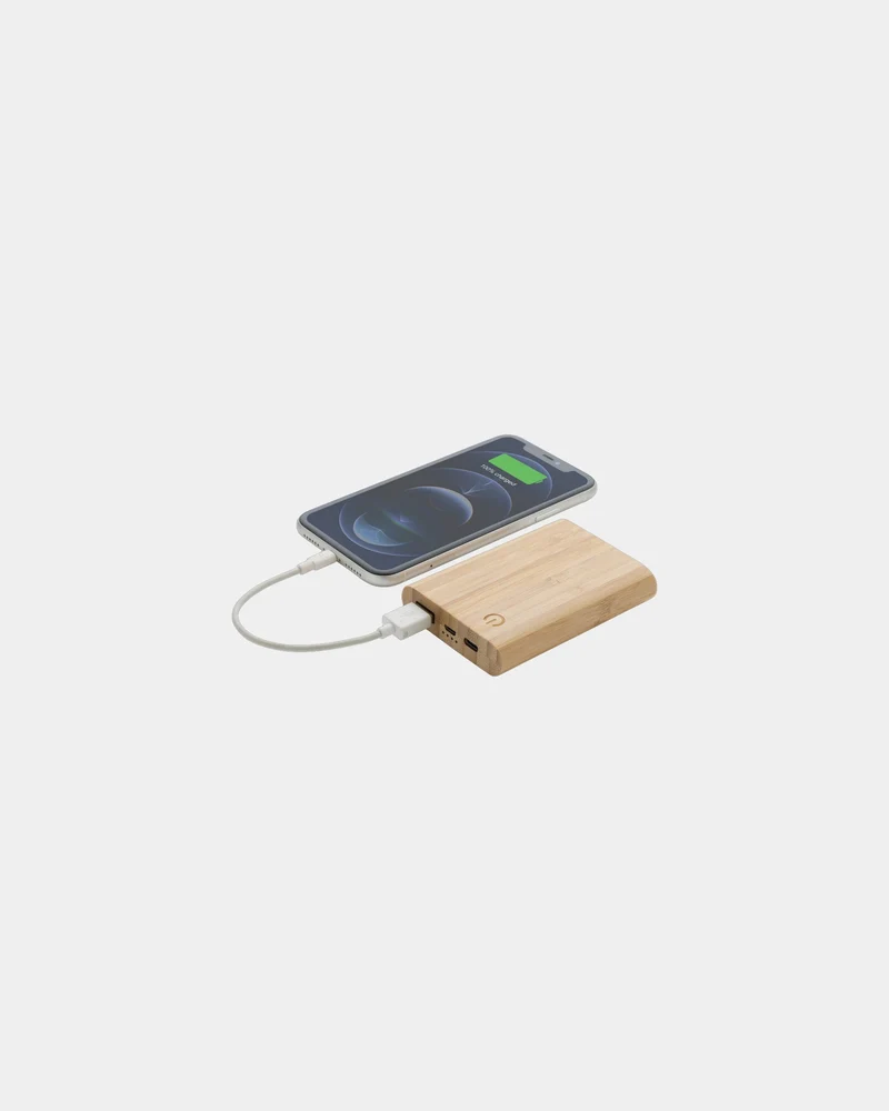Batterie de secours 5000 mAh en bambou à personnaliser
