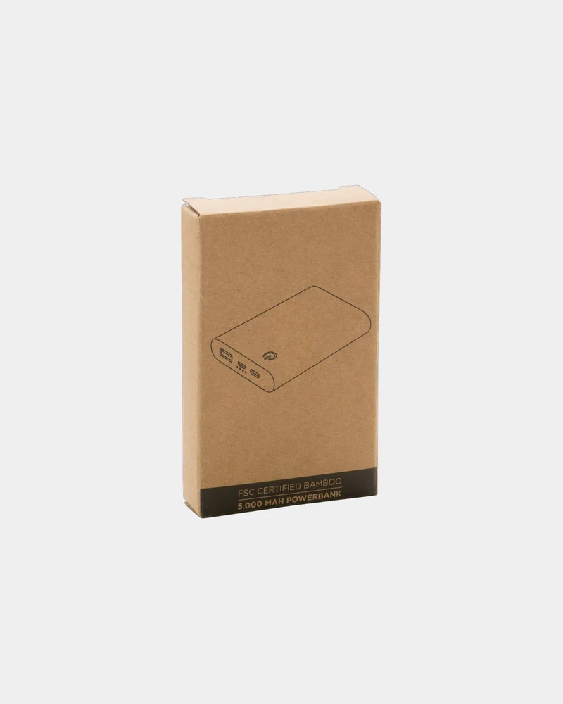 Batterie de secours 5000 mAh en bambou à personnaliser