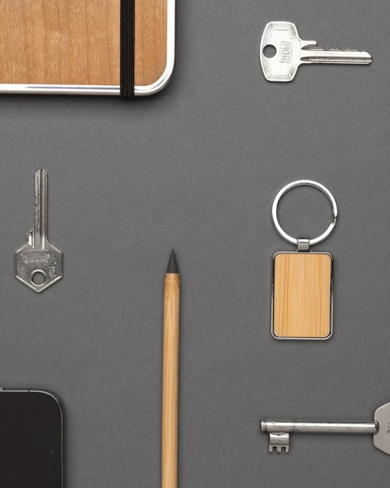 Porte-clés rectangle en zinc recyclé à personnaliser
