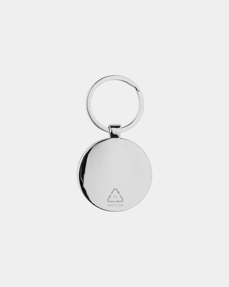 Porte-clés rond en alliage de zinc recyclé à personnaliser
