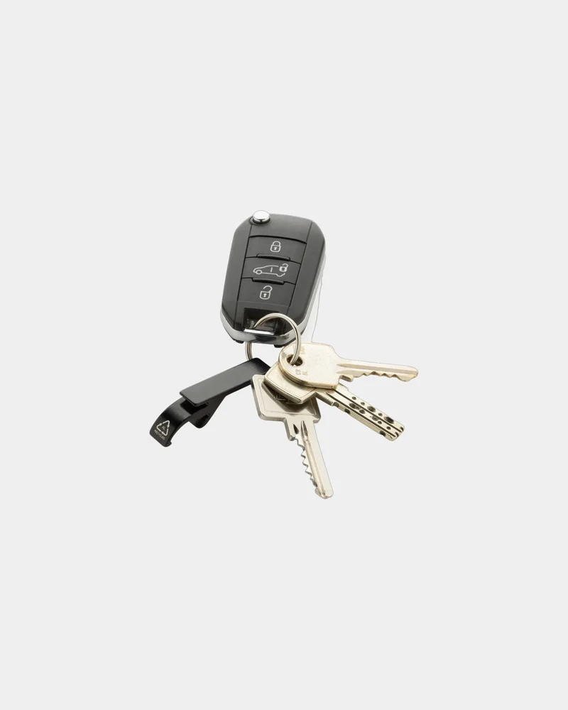 Porte-clés décapsuleur aluminium recyclé à personnaliser
