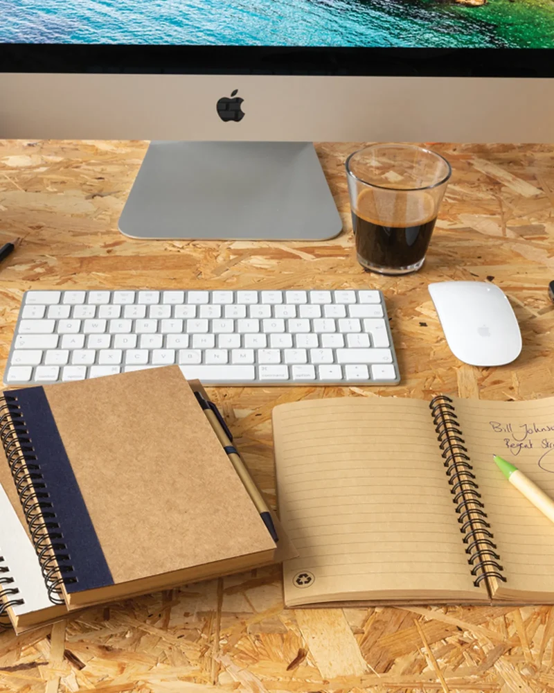 Cahier à spirales kraft avec stylo à personnaliser