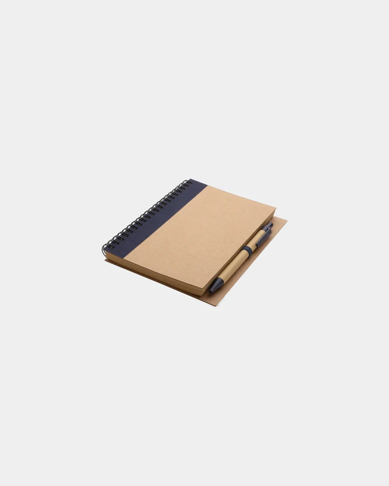 Cahier à spirales kraft avec stylo à personnaliser