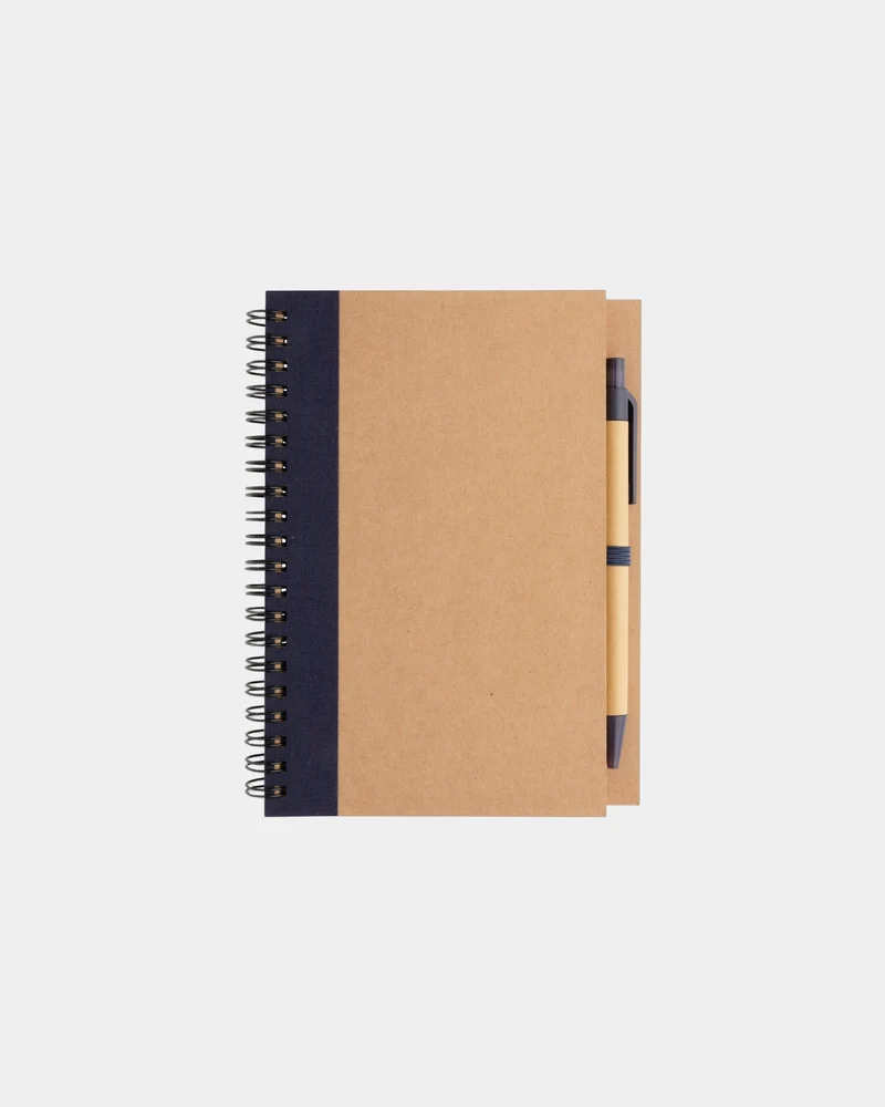 Cahier à spirales kraft avec stylo à personnaliser