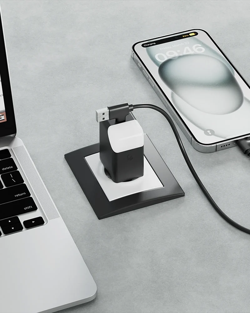 Adaptateur secteur double ports USB C et A 65W à personnaliser