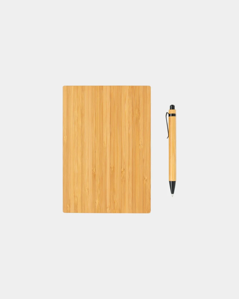 Carnet de notes A5 en bambou avec stylo à personnaliser