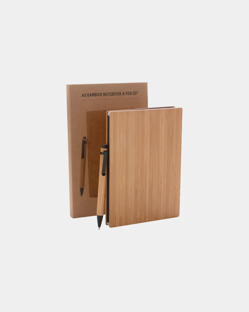 Carnet de notes A5 en bambou avec stylo à personnaliser