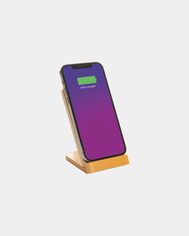 Support téléphone induction bambou 5W à personnaliser