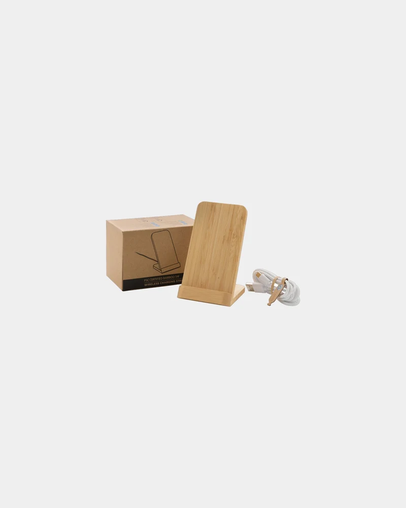 Support téléphone induction bambou 5W à personnaliser