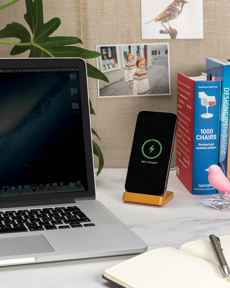 Support téléphone induction bambou 5W à personnaliser