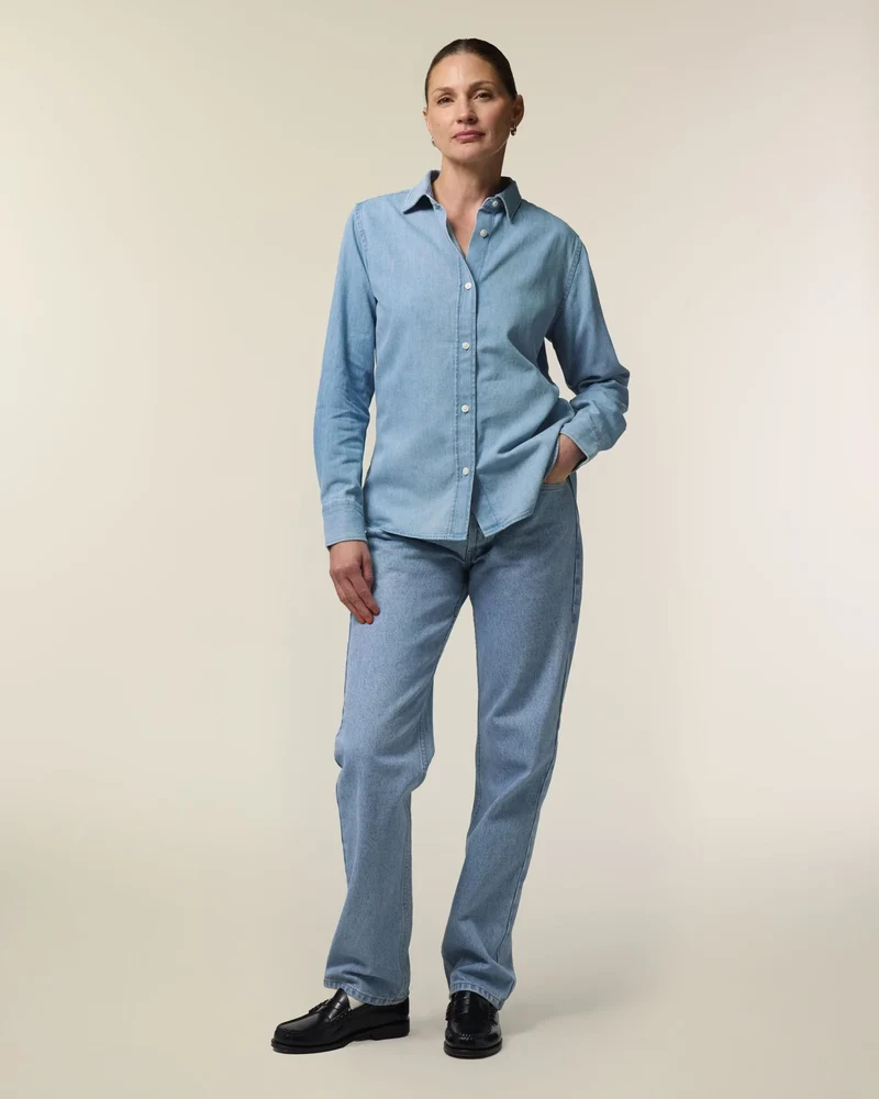 Chemise femme denim coton bio Stanley/Stella à personnaliser