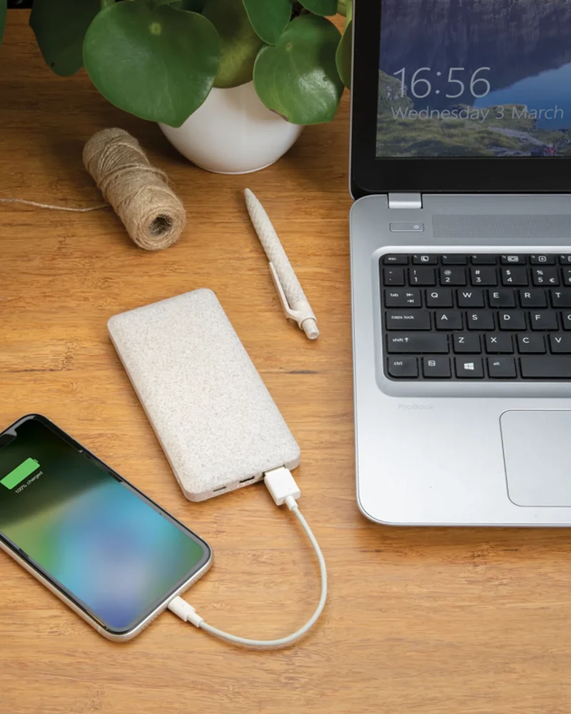 Powerbank fibre de paille de blé 10.000 mAh à personnaliser