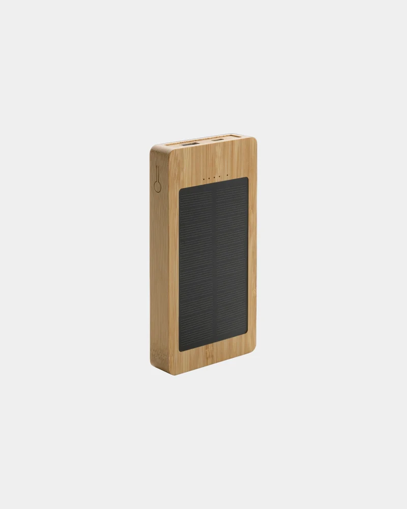 Batterie de secours solaire bambou 10.000mAh à personnaliser